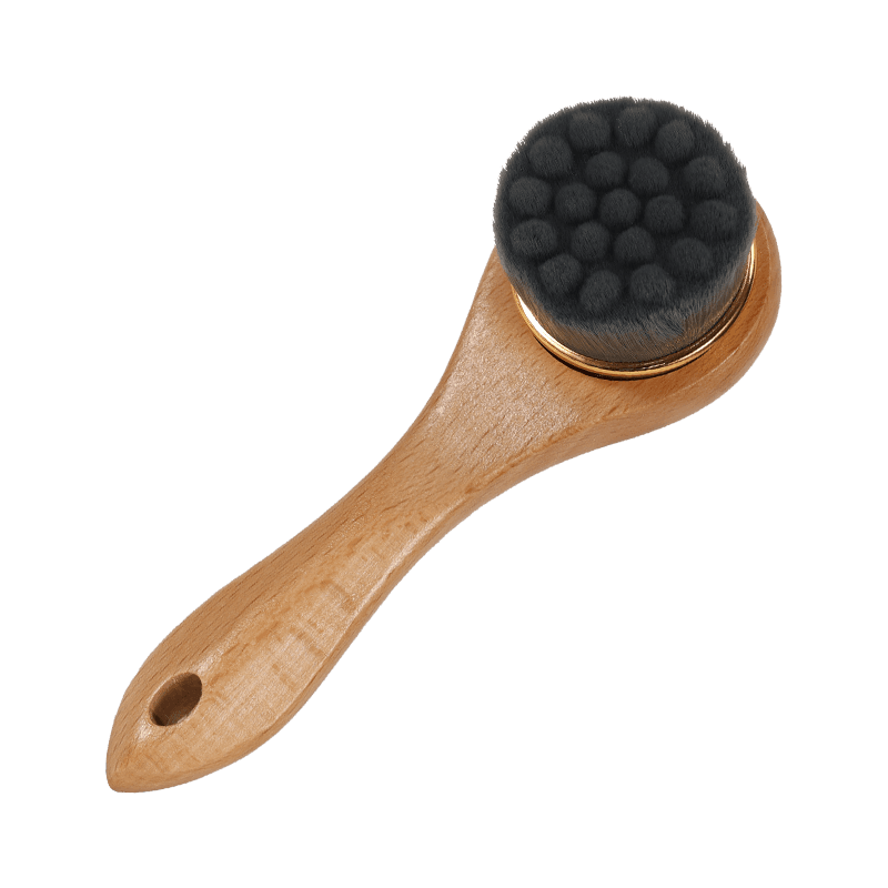 Natural Goat Bristle Bamboo Dry Brush Facial Cleansing Brush